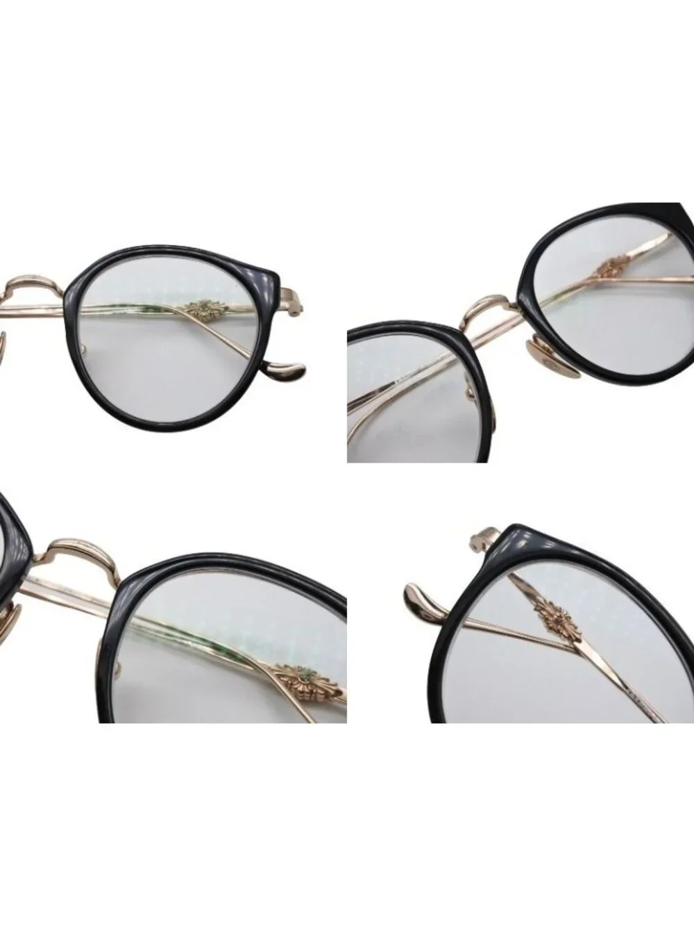 Chrome Hearts Dig Big Sunglasses Eyewear 45 Floral Cross Black Gold
